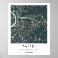 Mapa Personalizado da Cidade de Taipé Taiwan Arte 