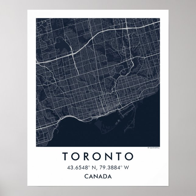 Poster Mapa Personalizado da Cidade de Toronto Canadá Art (Frente)