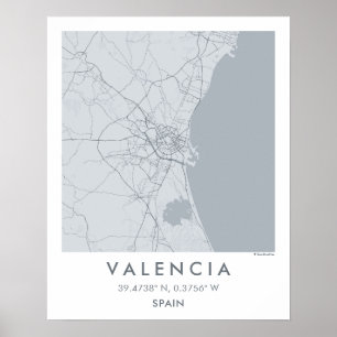Poster Mapa Personalizado da Cidade de Valência Espanha A