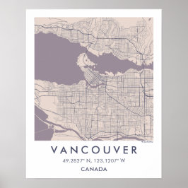 Poster Mapa Personalizado da Cidade de Vancouver Canadá A