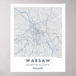 Poster Mapa Personalizado da Cidade de Varsóvia Polônia A