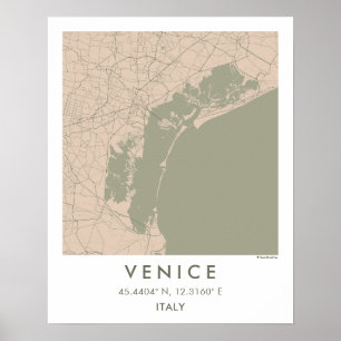 Poster Mapa Personalizado da Cidade de Veneza Itália Arte