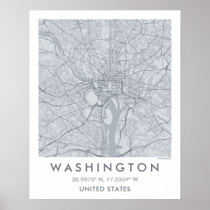 Poster Mapa Personalizado da Cidade de Washington DC Arte