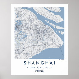 Poster Mapa Personalizado da Cidade de Xangai, China, Pos