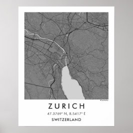 Poster Mapa Personalizado da Cidade de Zurique Suíça Arte