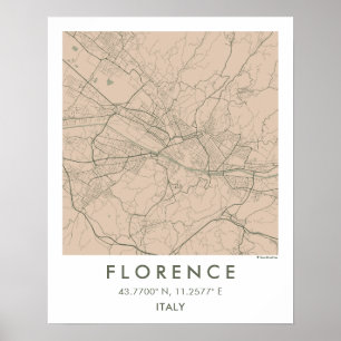 Poster Mapa Personalizado da Cidade Florença Itália Arte