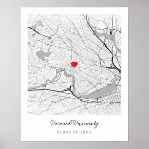 Poster Mapa Personalizado da Universidade de Harvard em P