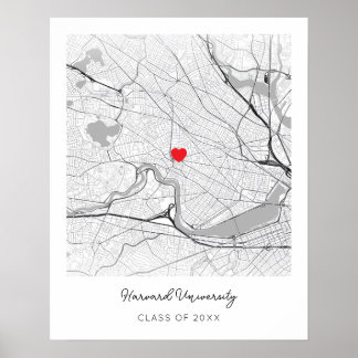 Poster Mapa Personalizado da Universidade de Harvard em P