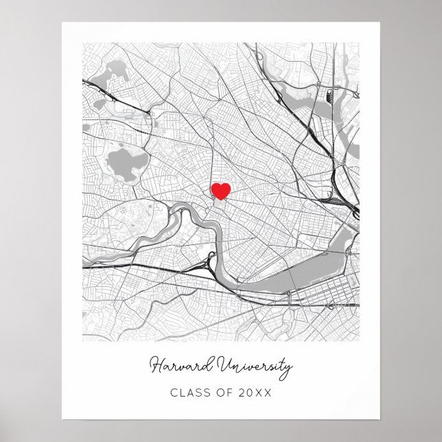 Poster Mapa Personalizado da Universidade de Harvard em P (Frente)