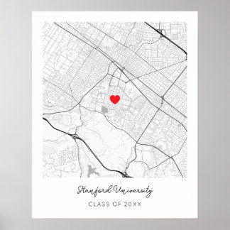 Poster Mapa Personalizado da Universidade de Stanford em 