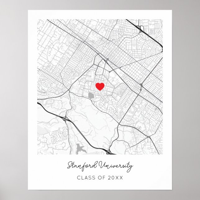 Poster Mapa Personalizado da Universidade de Stanford em  (Frente)