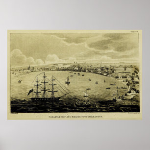 Poster Mapa Pictórico de Barbados em Bridgetown (1820)