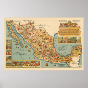Poster Mapa pictórico de México