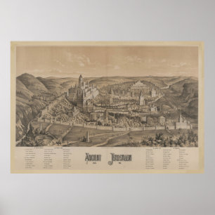 Poster Mapa Pictórico de Vintage de Jerusalém Antiga (188
