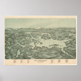 Póster Mapa Pictórico do Lago Winnipesaukee (1903)
