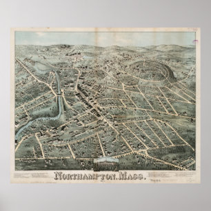 Poster Mapa pictórico do vintage das MÃES de Northampto