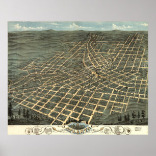 Póster Mapa pictórico do vintage de Atlanta (1871)