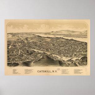 Poster Mapa pictórico do vintage de Catskill New York