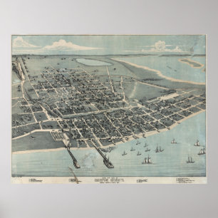 Póster Mapa pictórico do vintage de Corpus Christi TX
