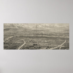 Póster Mapa pictórico do vintage de Londres Inglaterra