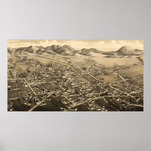 Póster Mapa pictórico do vintage de Santa Fé (1882)