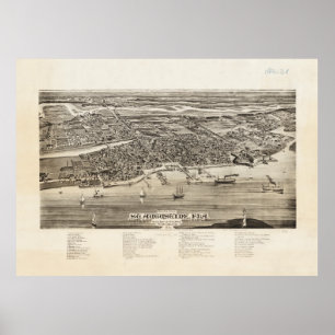 Póster Mapa pictórico do vintage de St Augustine FL