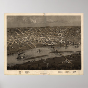 Póster Mapa pictórico do vintage de St Paul Minnesota