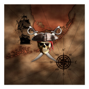 Póster Mapa Pirata
