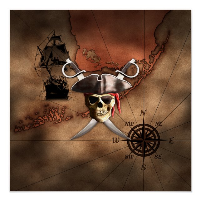 Póster Mapa Pirata (Frente)