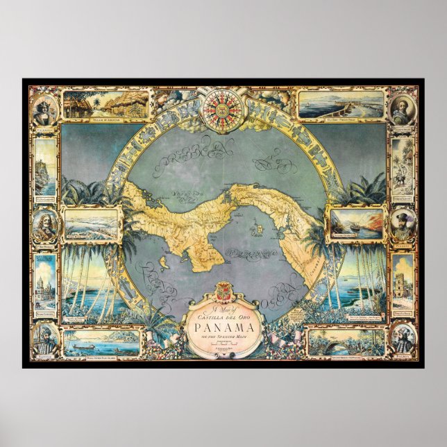 Poster Mapa "Pirata" do Panamá (Frente)