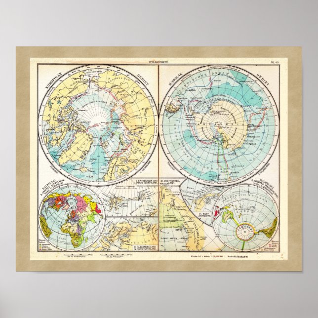 Poster Mapa Polar de Língua Alemã (Frente)