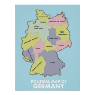 Póster Mapa político da Alemanha