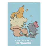 Mapa político da Dinamarca