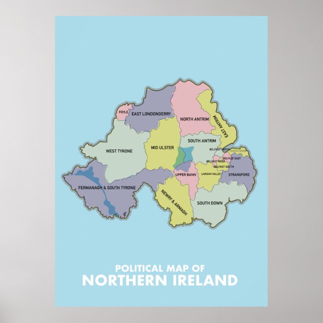 Poster Mapa Político Da Irlanda Norte. (Frente)