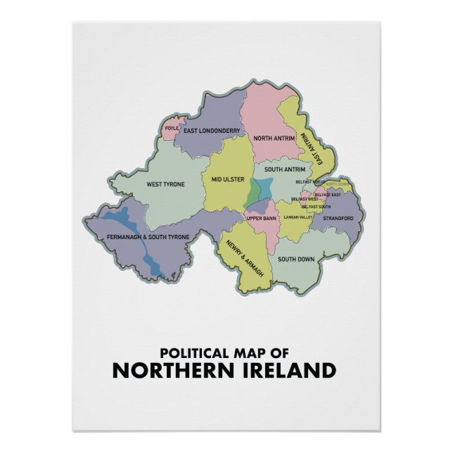 Póster Mapa Político Da Irlanda Norte. Pôster (Frente)