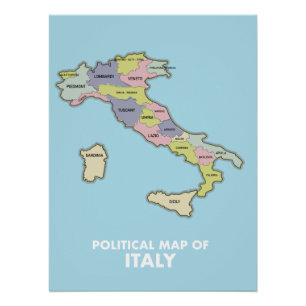 Póster Mapa político da Itália