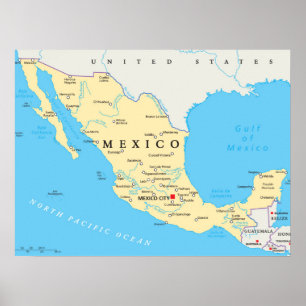 Póster Mapa político de México