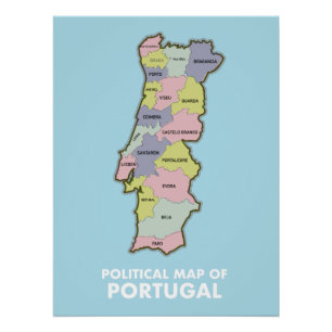 Póster Mapa político de Portugal