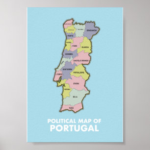 Poster Mapa político de Portugal: caneca de café de doi