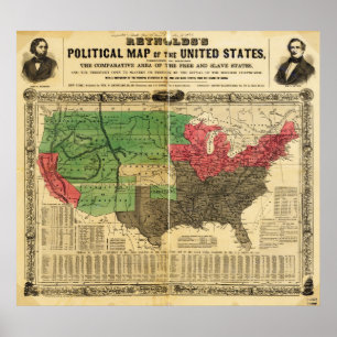 Póster Mapa político de Reynolds dos Estados Unidos