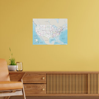 Poster Mapa político digital dos Estados Unidos.