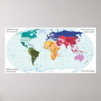 Póster Mapa político do mundo