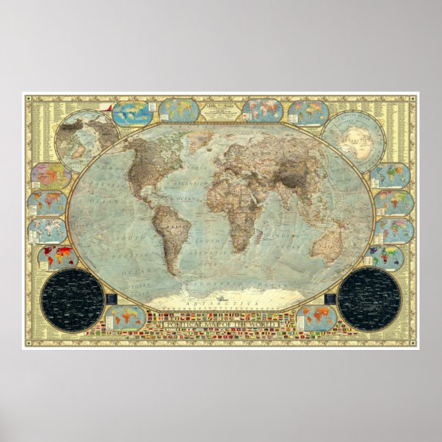 Póster Mapa Político do Mundo - Decorativa Imperial (Frente)