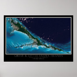 Póster Mapa por Satélite das Bahamas das Ilhas excelente 