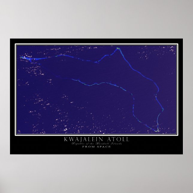 Poster Mapa por Satélite das Ilhas Marshall Atoll (Frente)