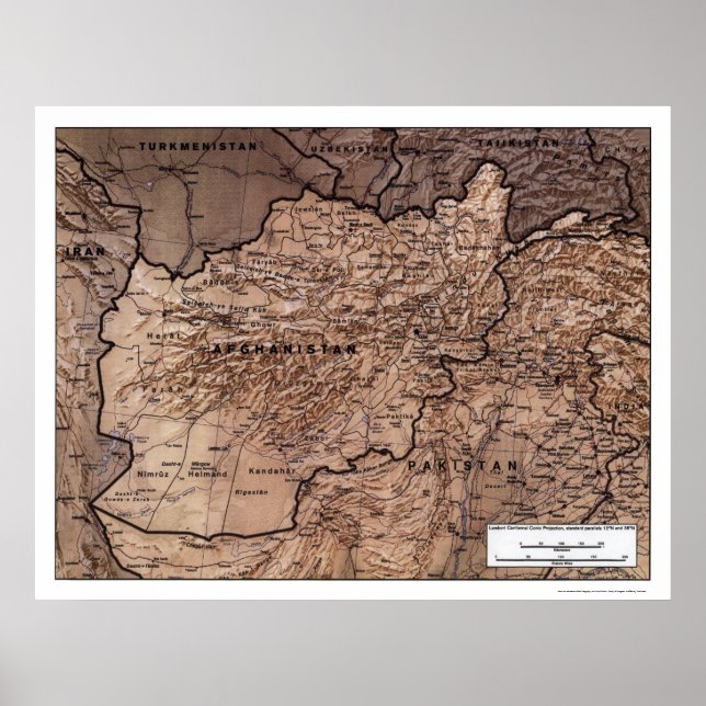 Póster Mapa pormenorizado do Afeganistão 1999 (Frente)