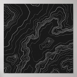 Poster Mapa preto da topografia