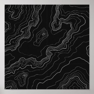 Poster Mapa preto e branco da topografia
