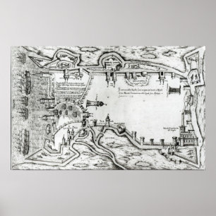 Póster Mapa que ilustra La Rochelle ocupado