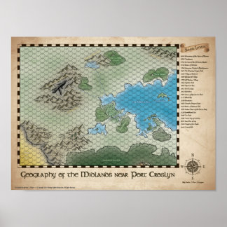 Póster Mapa Regional do RPG Midlands